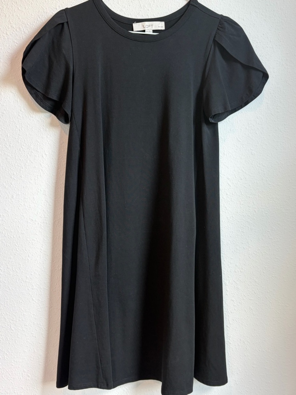 LOFT Black Tulip Sleeve A-line Dress Sz Petite XS - Picture 2 of 9
